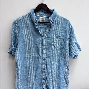 Weatherproof vintage Blue washable linen plaid  Shirt